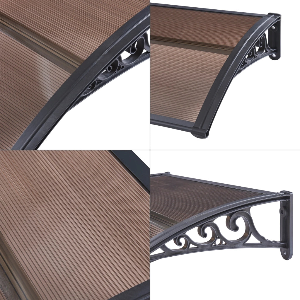 Pensilina di design per porta d'ingresso resistente alle intemperie 100 x 60 cm nero/marrone 03_0006381