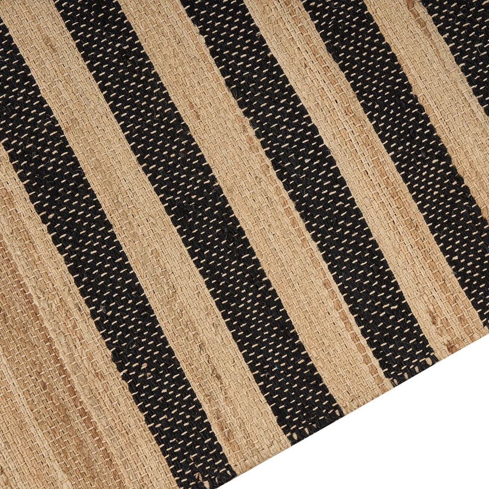 Tappeto in iuta intrecciata naturale in stile bohémien a righe 160 x 230 cm beige soggiorno camera da letto