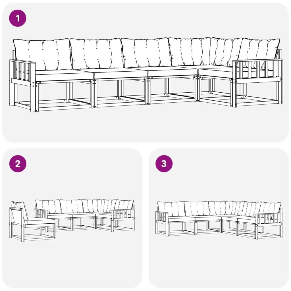 Set di divani da esterno con cuscino 5 pcs Naturale e Beige 3369456