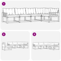 Set di divani da esterno con cuscino 5 pcs Naturale e Beige 3369456