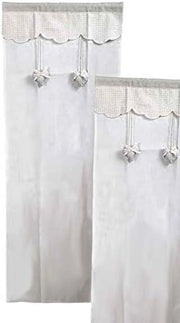 TENDA ARREDO CELINE 2 PEZZI DECORAZIONE CUORI 100% POLIESTERE 60 X 150 CM
