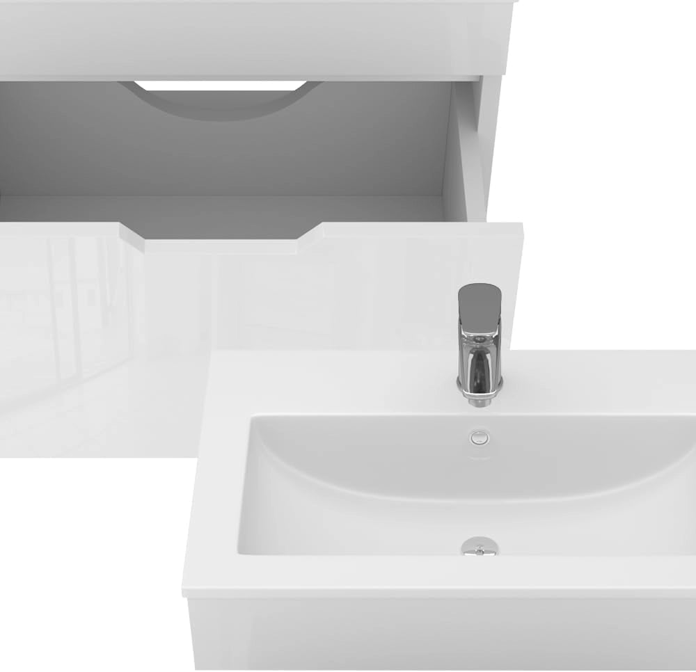 Set mobili bagno Stefanie, Bianco, 49 cm, composto da mobile sottolavabo e lavabo