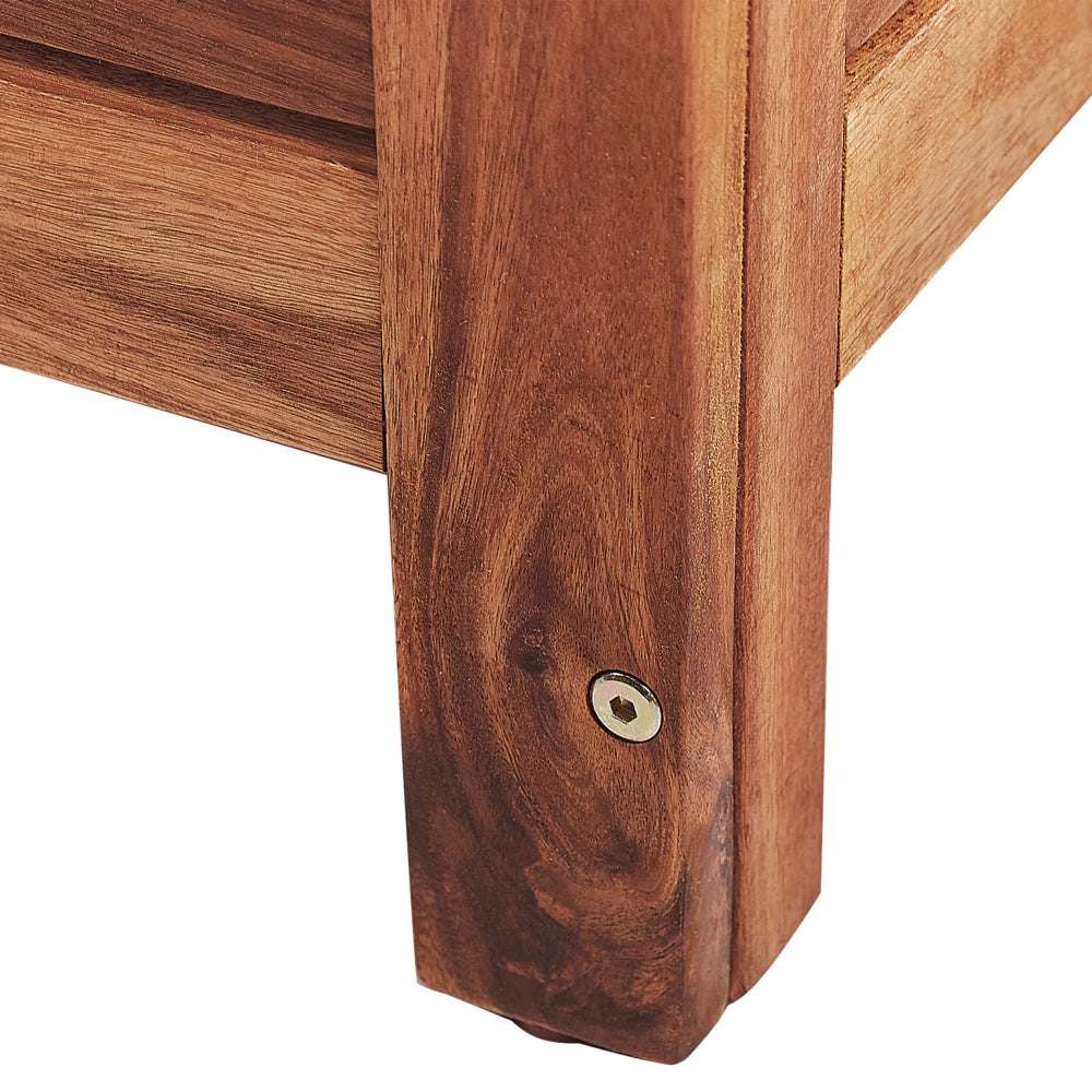 Cassa baule cesta da giardino in legno scuro di acacia 130 x 64 cm con coperchio per mobili da esterno