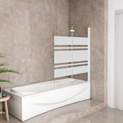Sopravasca 120x140 cm Parete per Vasca da Bagno 2 Ante Movibili Montaggio Verso Destro Vetro 6 mm Temperato Anticalcare Serigrafia Bianca