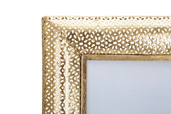 Cornice Glam Holes 31x16x36 cm in Ferro e Vetro Oro