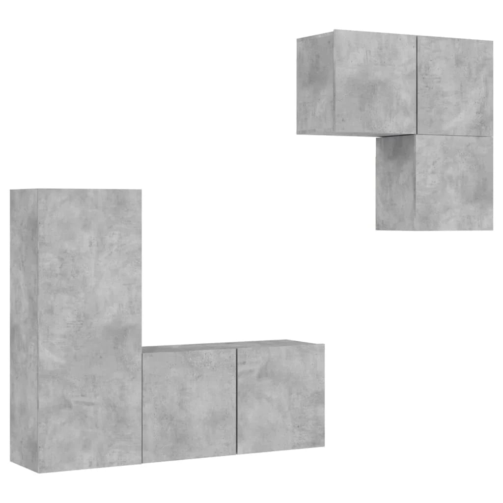 Mobile TV multimediale scaffale TV credenza mobile TV sala da pranzo soggiorno camera da letto 4 pezzi legno ingegnerizzato grigio 02_0029235