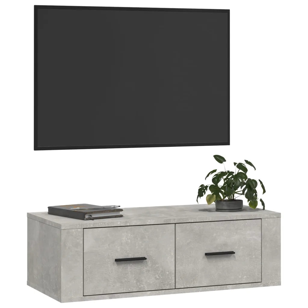 Mobile TV Pensile Grigio Cemento 80x36x25 cm Legno Multistrato 816836