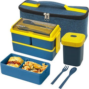 Bento box per adulti con 3 contenitori rimovibili, con ciotole per zuppa, servizio e borsa isolante per adulti bambini studenti (blu)