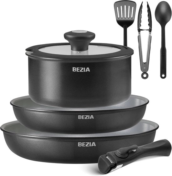 Set di manubri con impugnatura rimovibile - smalto ceramico - 5 pezzi
