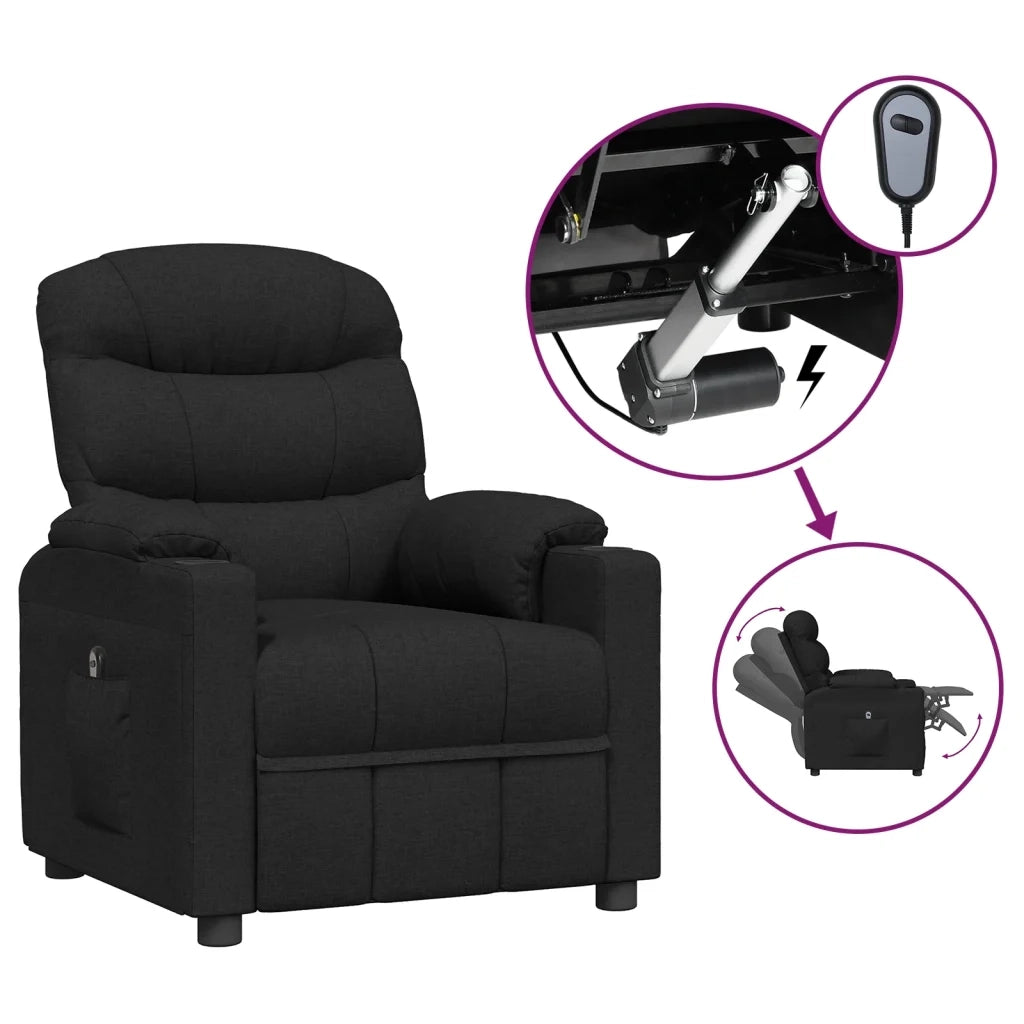 Poltrona Elettrica Reclinabile Nera in Tessuto 3143493