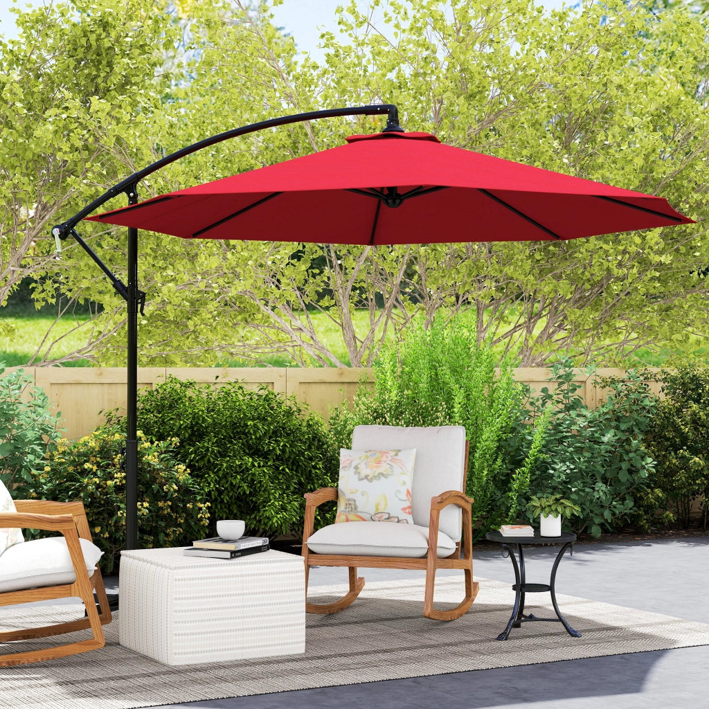 Ombrellone da Giardino Octagonale Inclinabile ¨C zephmum ¨C 3 x 2.5 m, Rosso Bordo