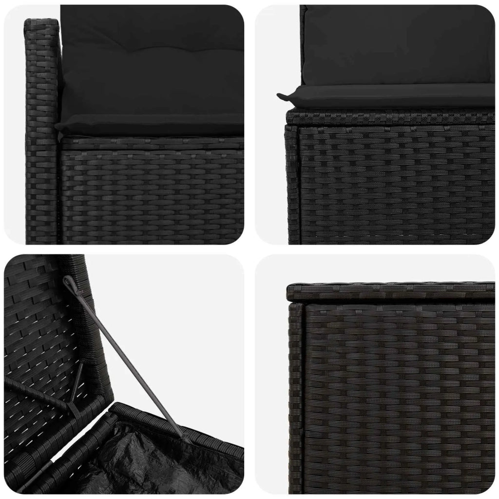 Set di divani 5 pz Nero Rattan sintetico e Acciaio 3447791