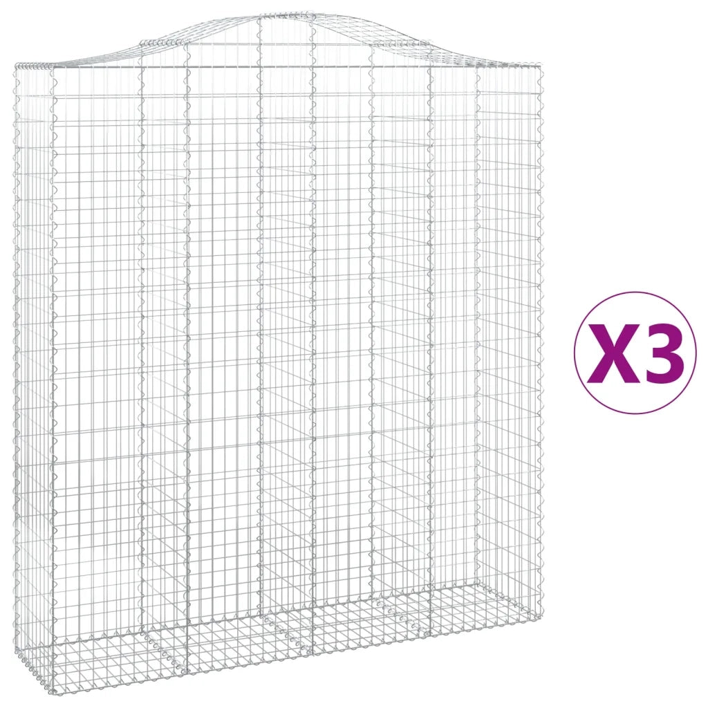 Cesti Gabbioni ad Arco 3 pz 200x50x220/240 cm Ferro Zincato