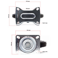 Set rotelle da trasporto 200 mm 2 ruote piroettanti 2 fisse, nucleo in metallo, 150 kg a ruota