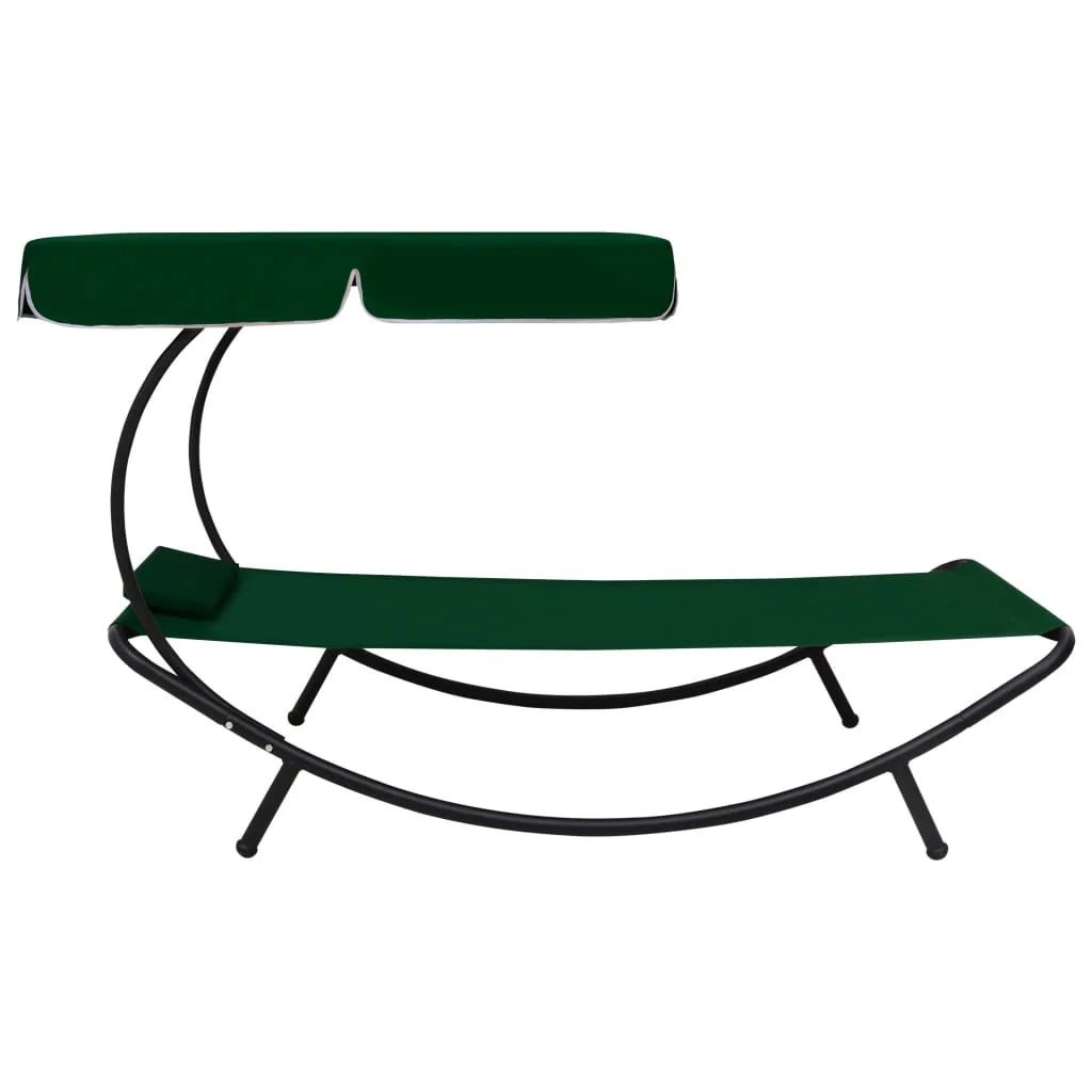Lettino prendisole da esterno 200 cm con baldacchino e cuscino verde 02_0012010