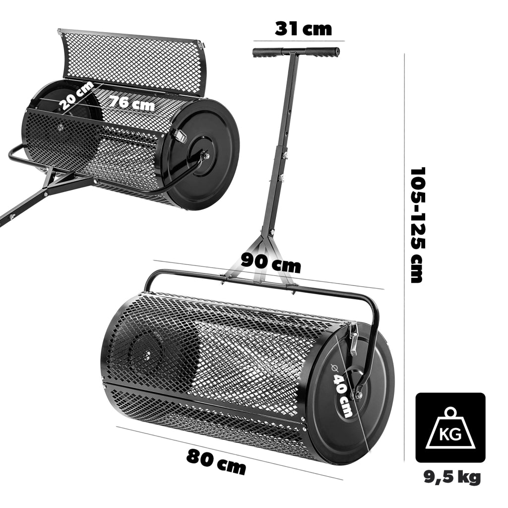 KADAX Seminatore da giardino a rete 80 cm 100 L