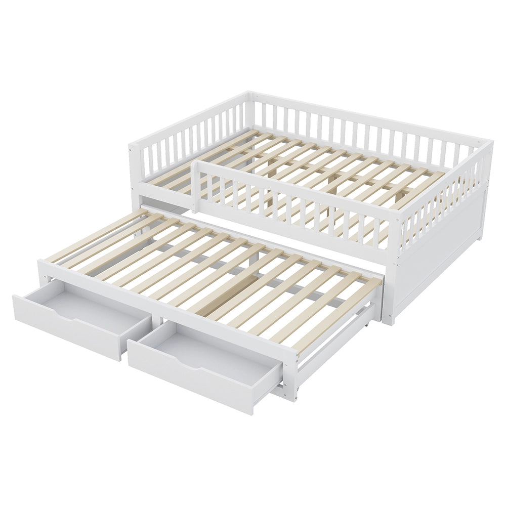 Divano letto-Xylo-140x200 cm-2 cassetti, legno bianco