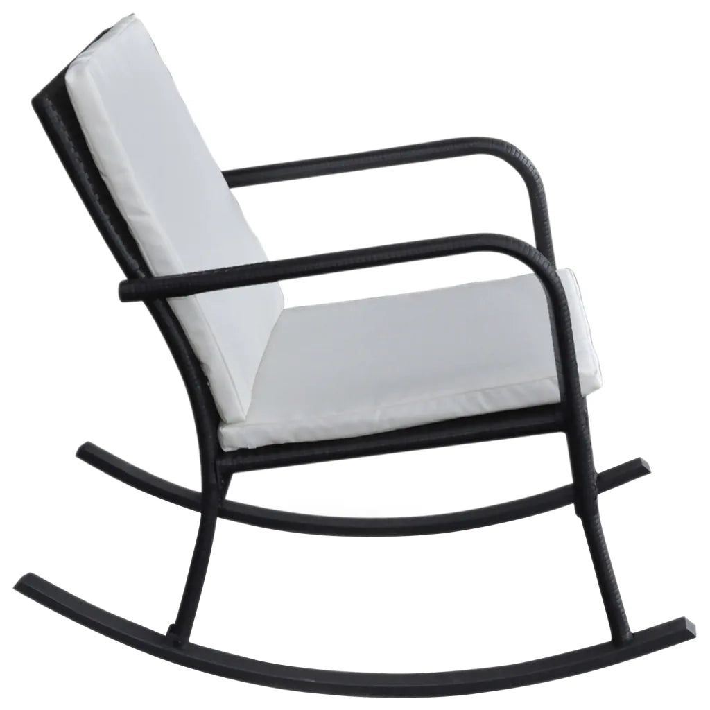 Sedia a Dondolo da Giardino Nera in Polyrattan 42493
