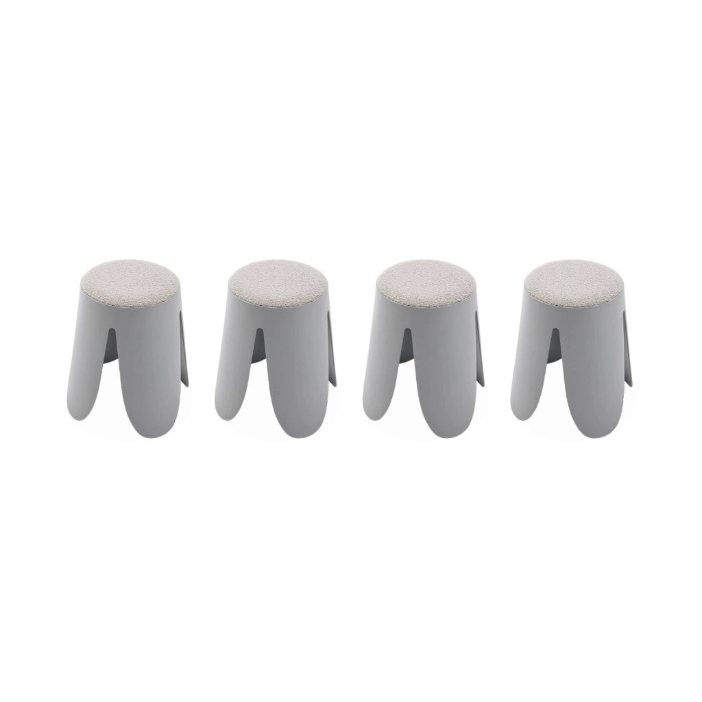 Set 4 sgabelli impilabili in bouclé, grigio chiaro