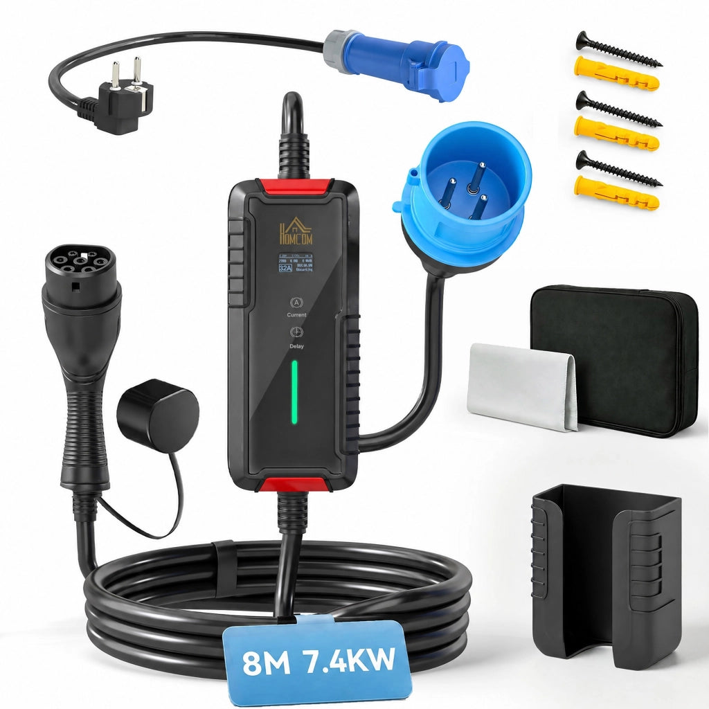 Chargeur Voiture Électrique 7,4kW 8m 6-32A Type 2 IP65 pour EV/PHEV