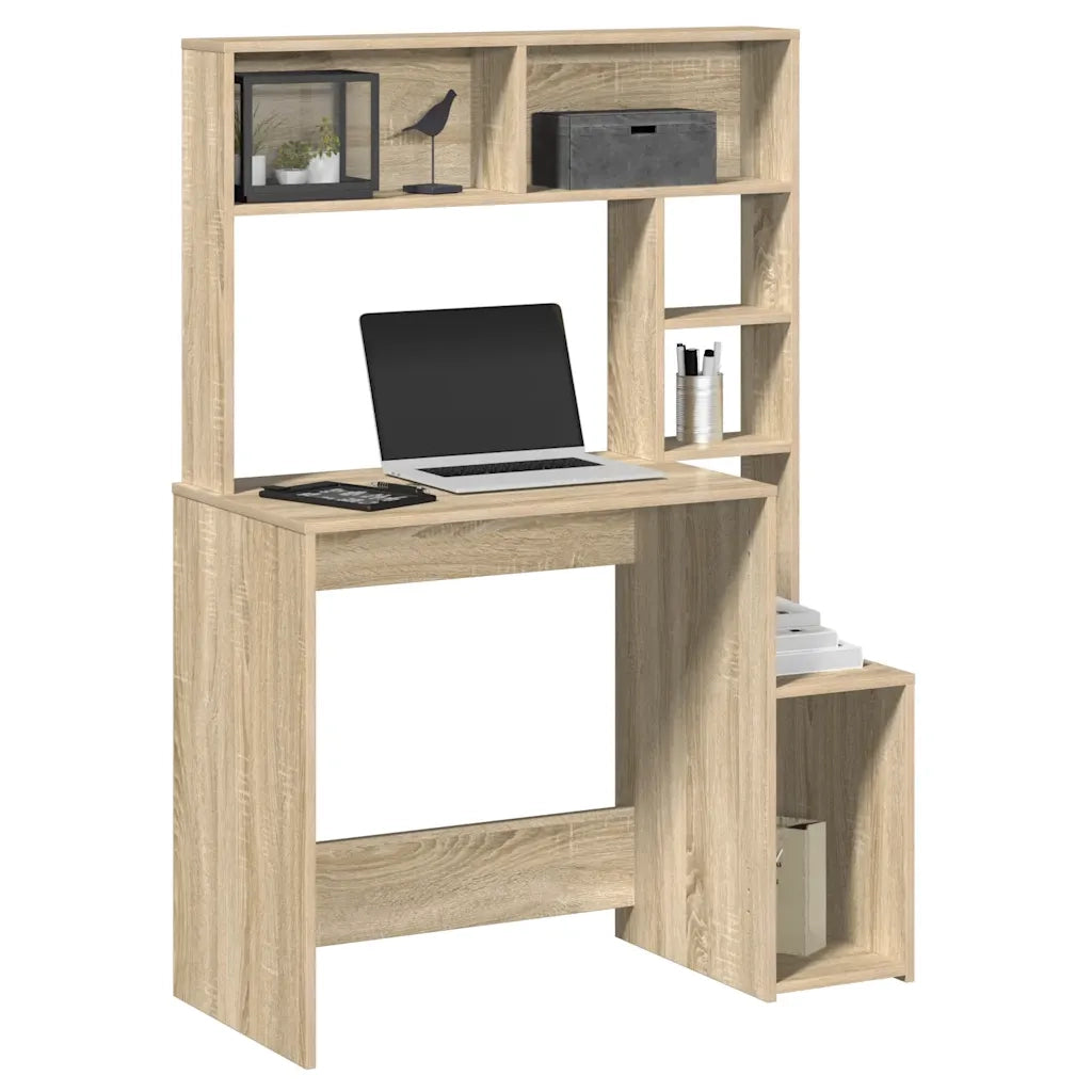 Scrivania | Tavolo da Ufficio Mensole Rovere Sonoma 100x45x140 cm Legno Multistrato