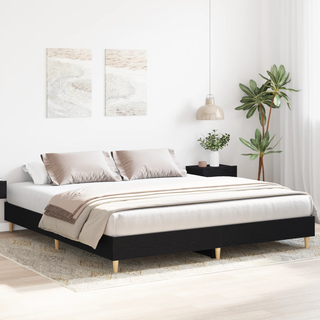 Struttura per Letto Rovere Nero 180x200 cm Legno Ingegnerizzato