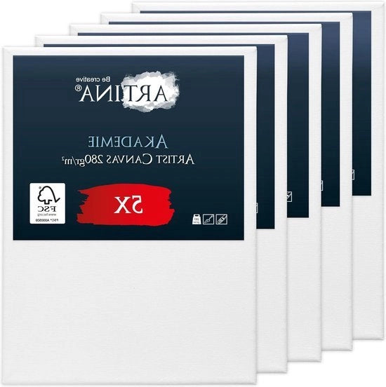 Tela da Pittura 30x40 cm Set Accademico - Certificato FSC - 100% Cotone - Invariabile e Acido-Resistente - Tela Bianca - 280 g/m²