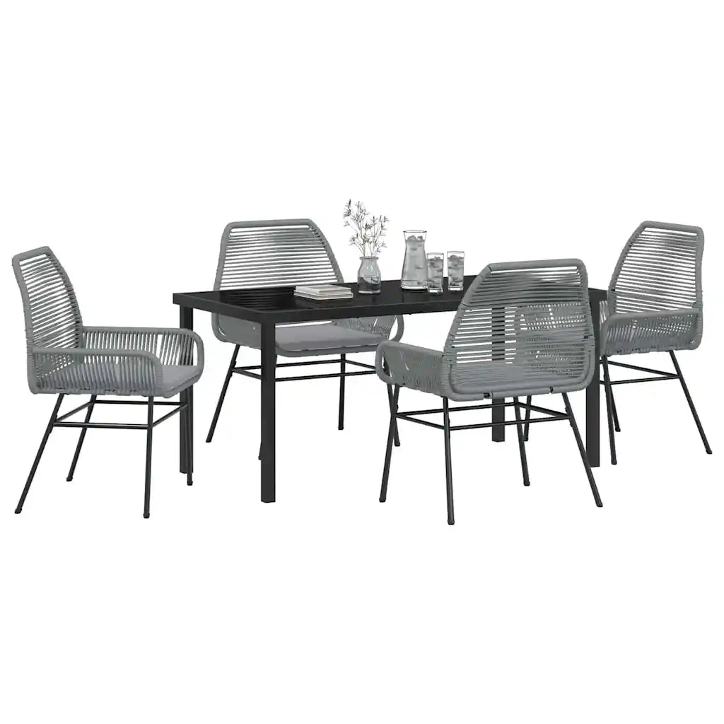 Set da Pranzo per Giardino con cuscino 5 pcs Grigio polyrattan 3380886