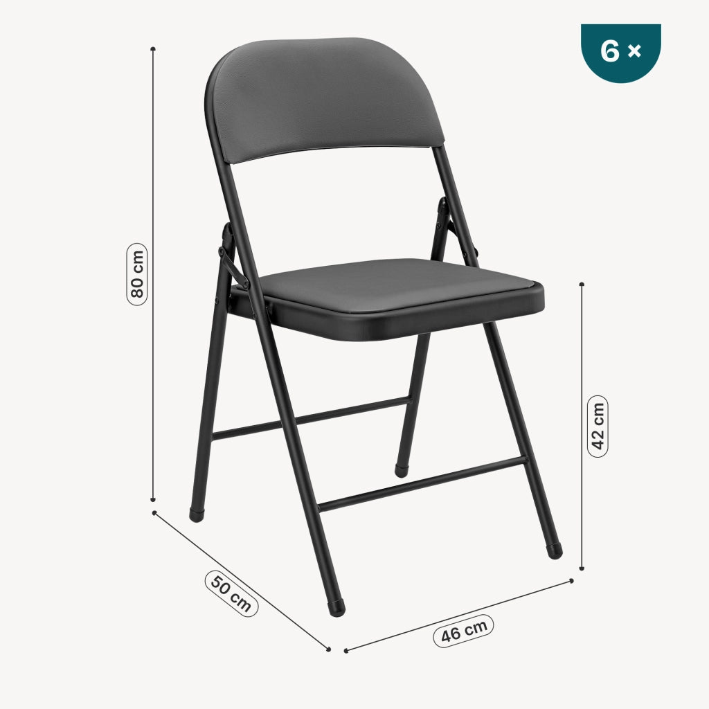 Set di 6 Sedie Pieghevoli da Conferenza con Telaio in Metallo 80 x 46 x 50 cm - Grigio pro.tec