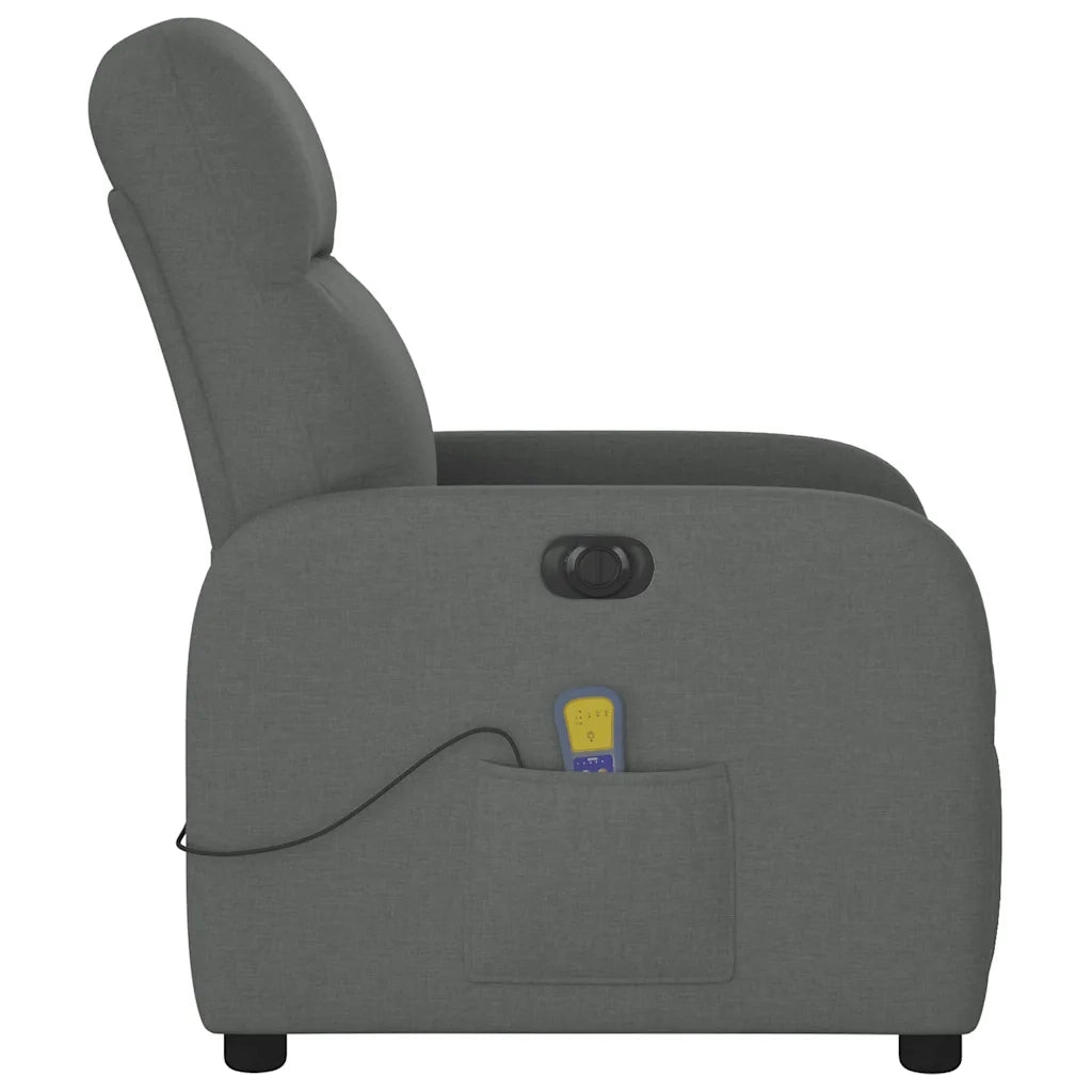 Divano Sedia-Poltrona Reclinabile Massaggio Elettrica Grigio Scuro Tessuto 485753