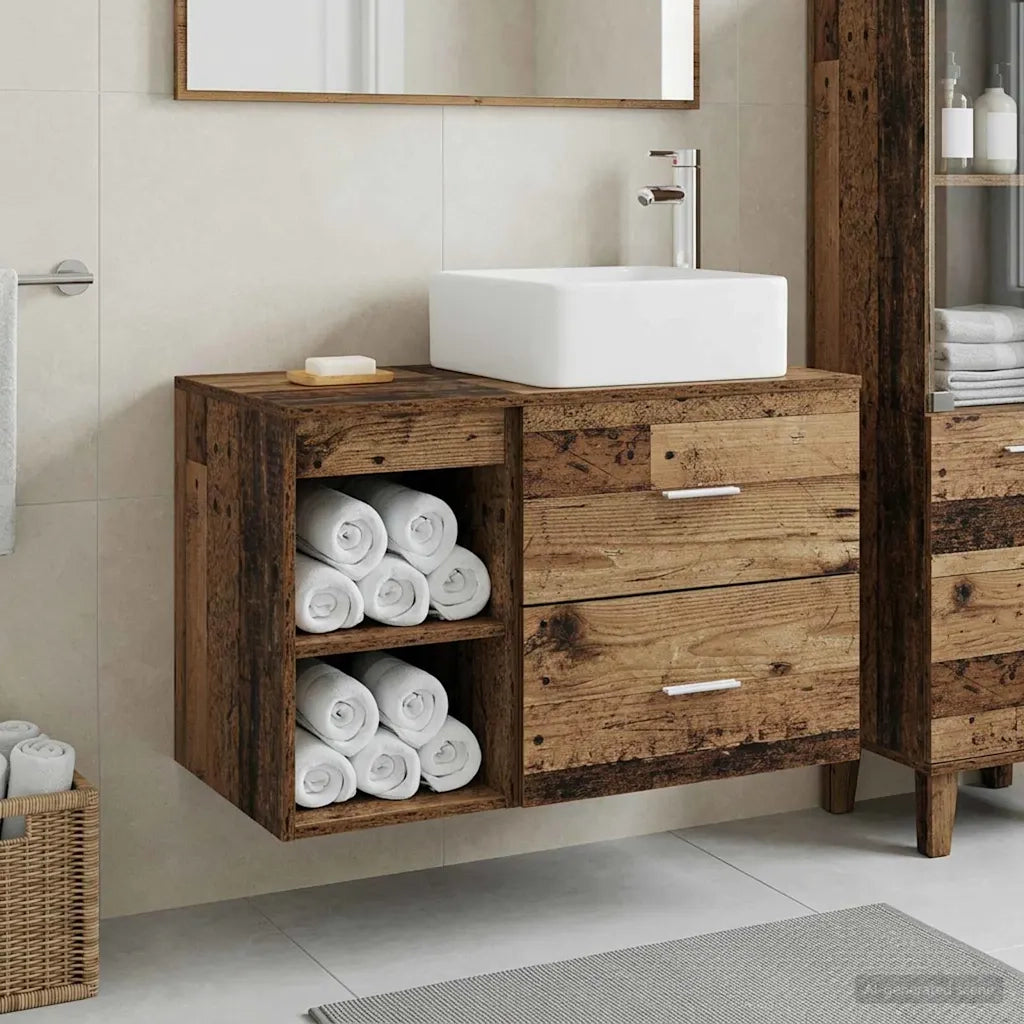 Set di mobili per il bagno 2 pcs Legno antico 3403902