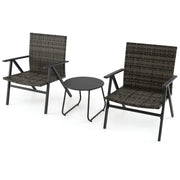 Set di 3 set da bistrot da giardino 65 x 62 x 80 cm sedie ergonomiche e tavolino rotondo design moderno in rattan grigio 20_0011841