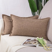 Set di 2 cuscini in lino a pois di poliestere morbidi decorativi per divano camera da letto cuscini copertura marrone chiaro 30x50 cm rettangolare