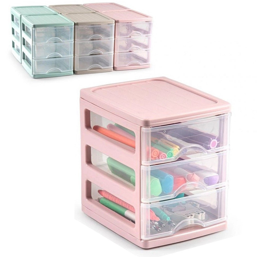 Trade Shop - Cassettiera Turia In Plastica 3 Cassetti 13.5 X 17 X 17 Cm Vari Colori 112241a -