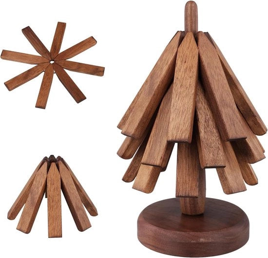 Onderzetters in legno per piatti caldi - Nocciolo - Regalo creativo per ogni occasione - Set da 4