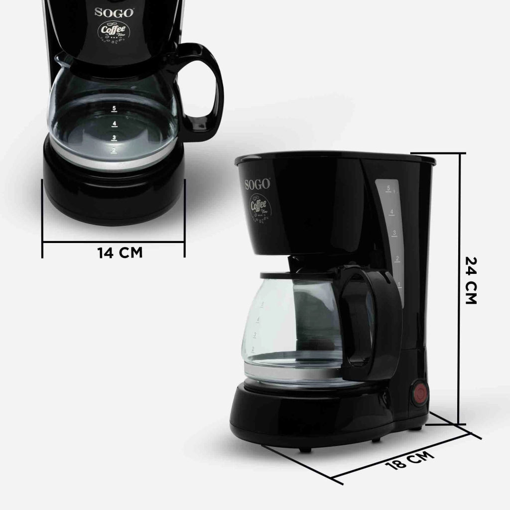 Macchina caffè americano elettrica a goccia, caraffa vetro termoresistente 0,6L, filtro permanente 650W 4 tazze - SOGO