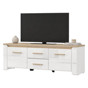 Aramo, Mobile Porta tv 2 Cassetti, 154x40x50h cm Bianco Opaco
