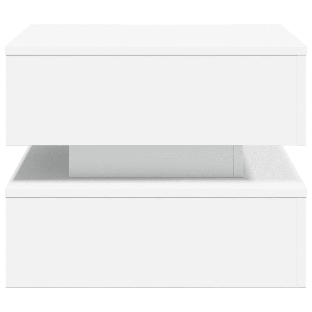Tavolino da Salotto con Luci LED-Tavolino da soggiorno Bianco 50x50x40 cm