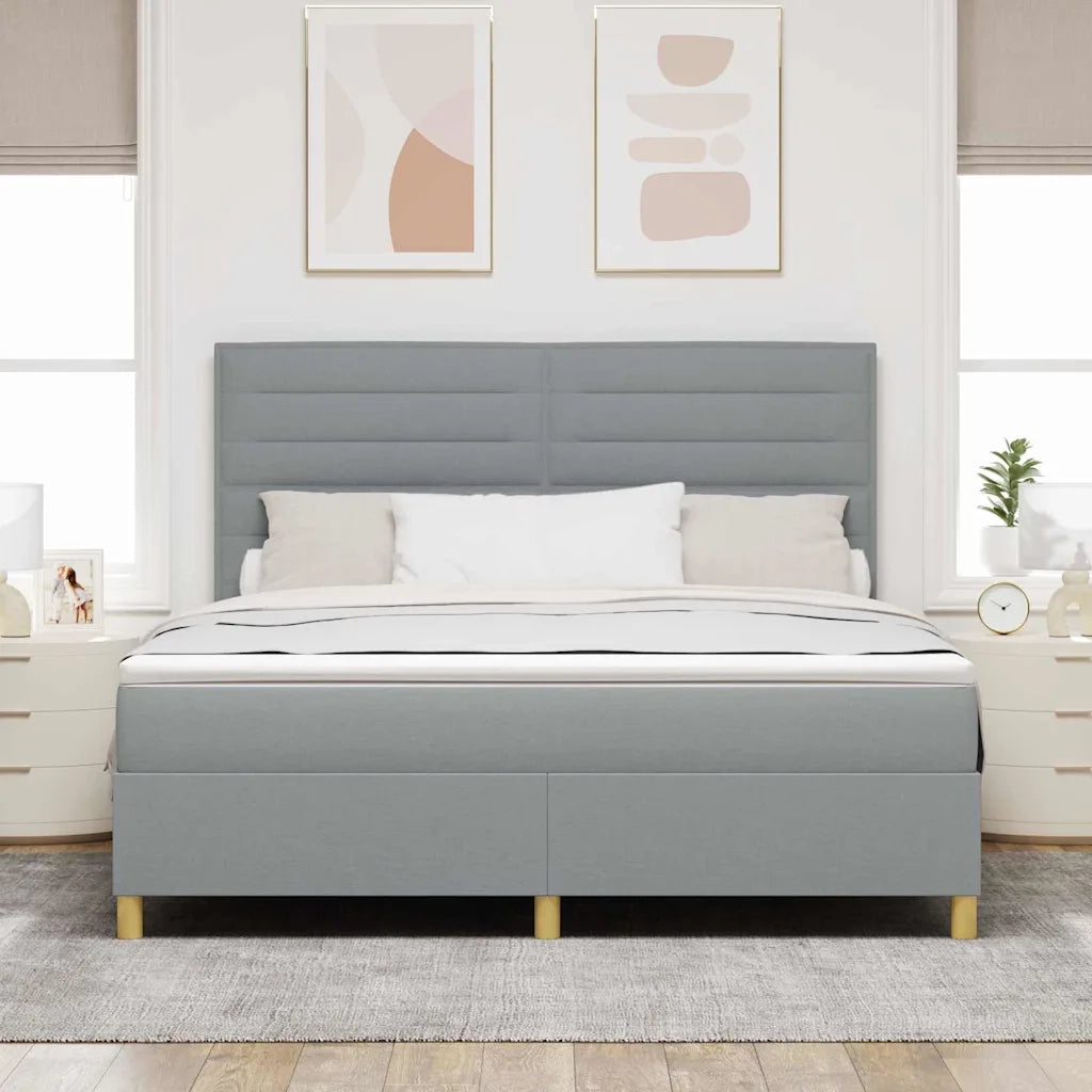 Letto a Sorgente LED Grigio chiaro 180 x 200 cm Tessuto