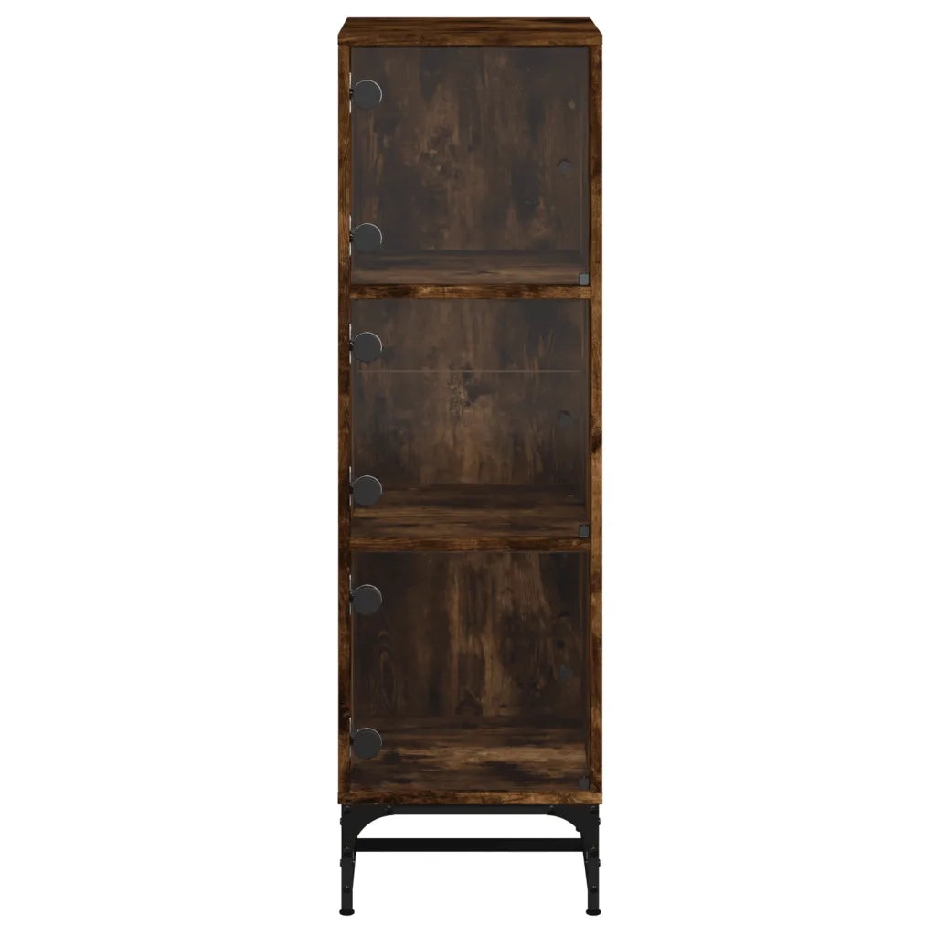 vidaXL Credenza con Ante in Vetro Rovere Fumo 35x37x120 cm