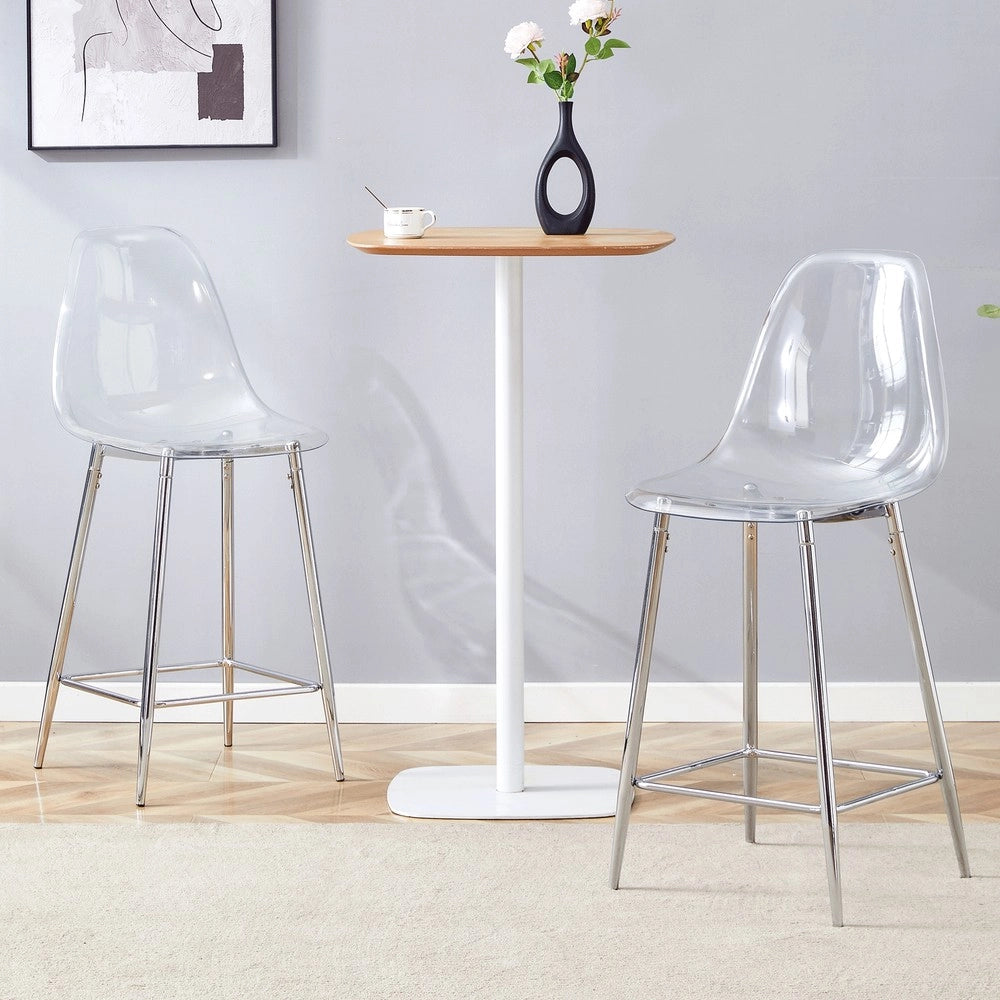 Sgabelli da Bar Trasparenti Set 2 Pezzi ¨C MINIMAL ¨C Struttura in Metallo, Design Moderno