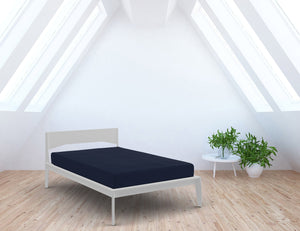 Lenzuolo Sotto 1 Piazza e Mezzo con Angoli ed Elastico Tinta Unita Blu Scuro