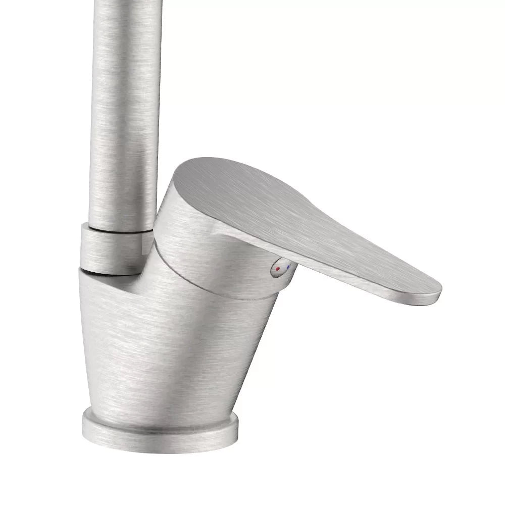 Miscelatore lavello bocca alta finitura acciaio spazzolato con risparmio acqua – Serie Allen