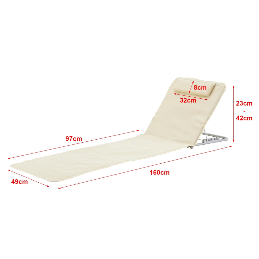 Set di 2 materassini da spiaggia con schienale reclinabile 160 x 49 cm beige 03_0009727