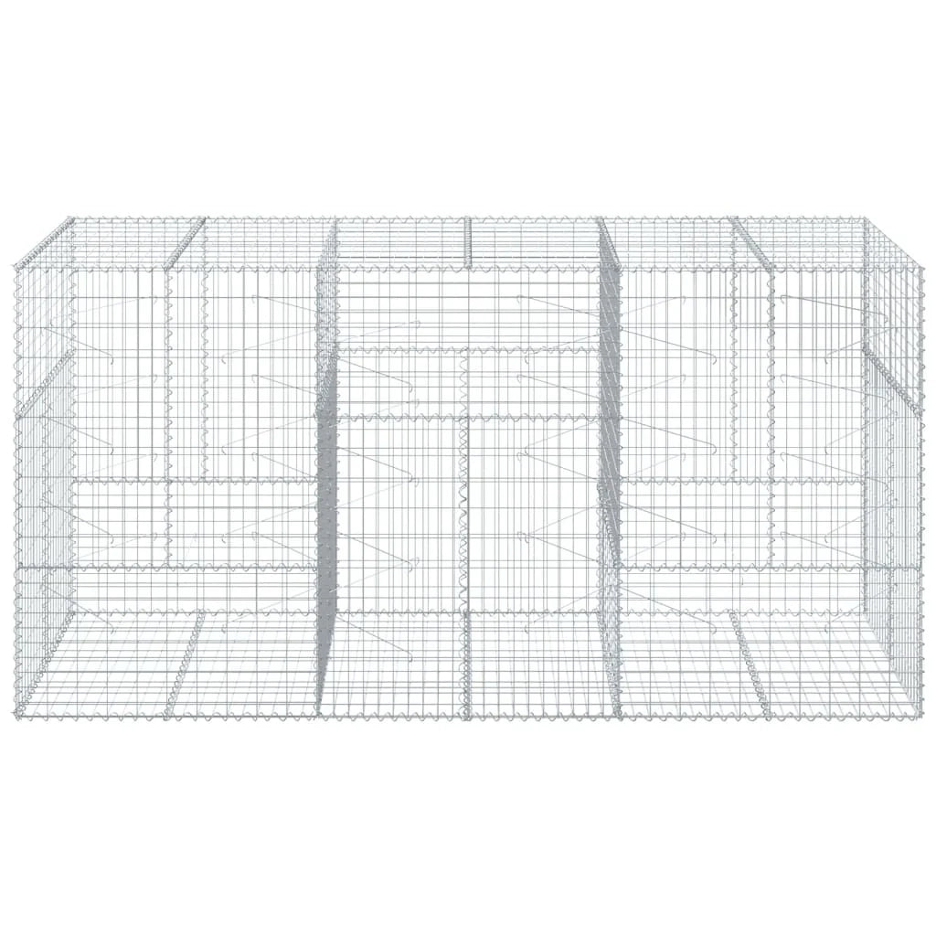 Gabbione recinto a gabbia muro di contenimento con coperchio 300 x 100 x 150 cm ferro zincato argento 02_0040150