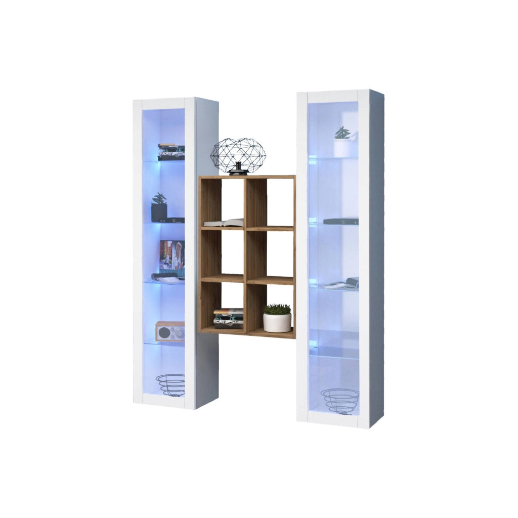 Mobile Espositore Fulvio, Vetrina 12 Ripiani Made in Italy, 30x40x180h cm Bianco Lucido