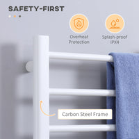 Scaldasalviette Elettrico 8 Barre 50x45x80 cm in Acciaio al Carbonio Bianco