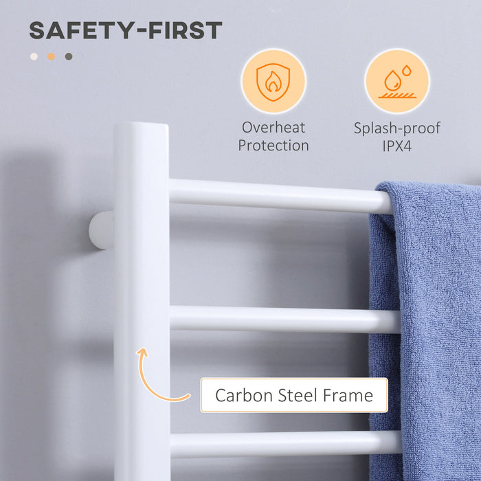 Scaldasalviette Elettrico 8 Barre 50x45x80 cm in Acciaio al Carbonio Bianco