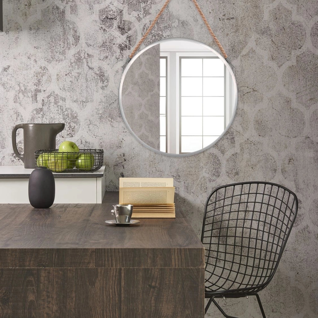 Rotondo Specchio Con Corda 40cm Silver Klmh-0410s-1
