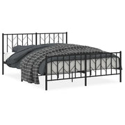 Letto matrimoniale | Letto per adulti | Giroletto senza Materaso con Pediera in Metallo Nero 160x200 cm